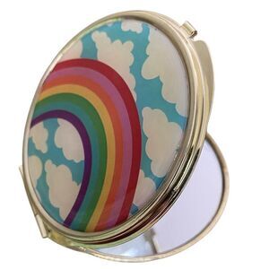 NEW Compact Magnifying Mirror Cloudy Rainbows Makeup Cosmetic Folding Portable